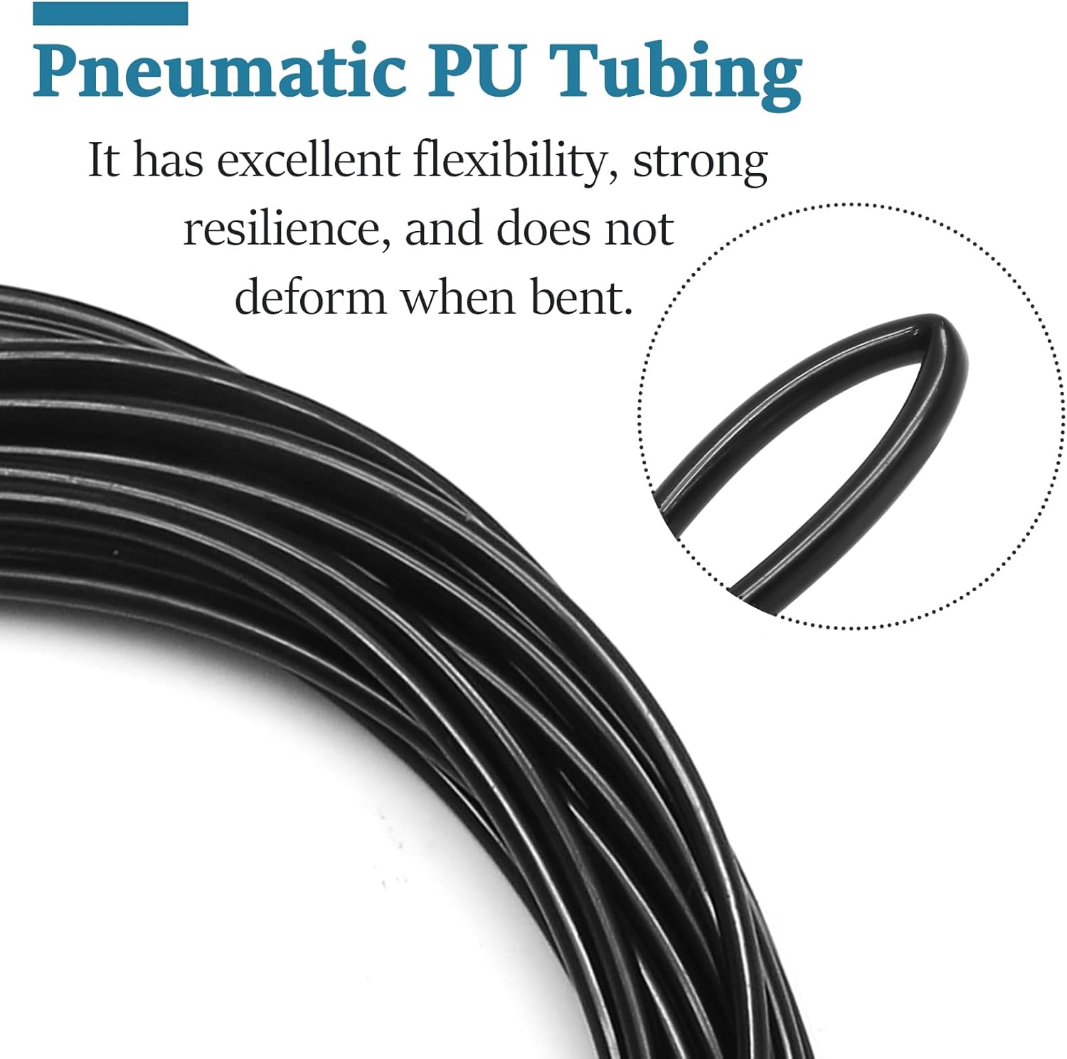 Biaungdo 1/8" OD Pneumatic Tubing Pipe, Black PU Air Brake Hose Line for Air Compressor Fitting, Water Fluid Transfer (10 Meter/32.8ft)