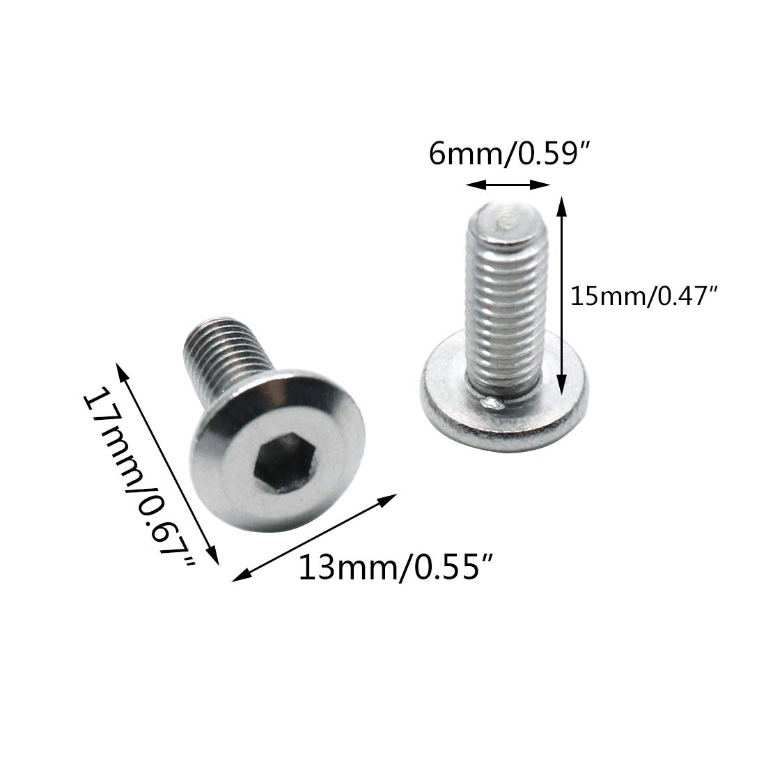 Biaungdo M6x15mm Stainless Steel Flat Head Hex Socket Cap Bolts Screws Countersunk Connector Fastener,Pack of 30