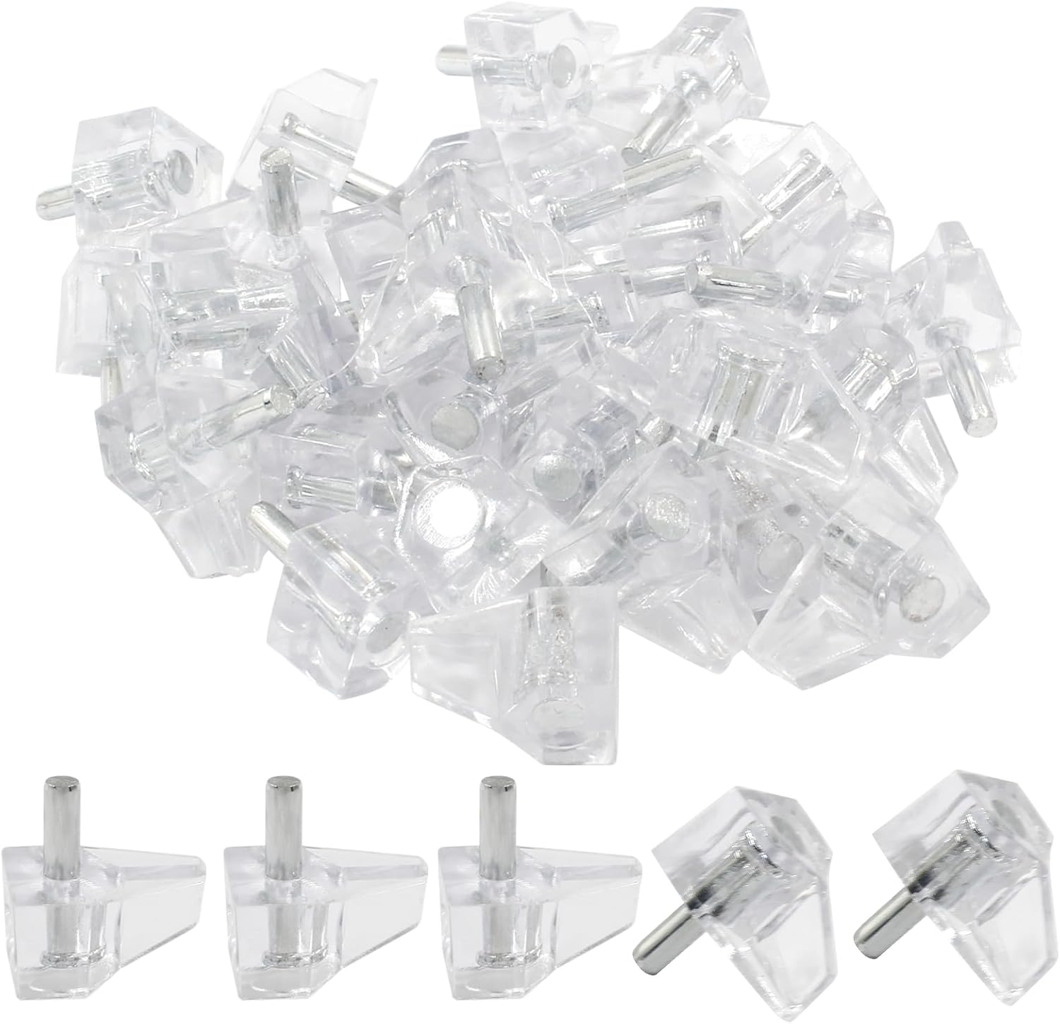 Biaungdo Clear Shelf Support Pegs, 30 Pcs 3mm Plastic Shelf Pins Small Cabinet Shelf Pegs Shelf Holder Pins Bracket Replacement Pegs Cabinet Shelf Clips for Kitchen Furniture Book Shelves Cupboard