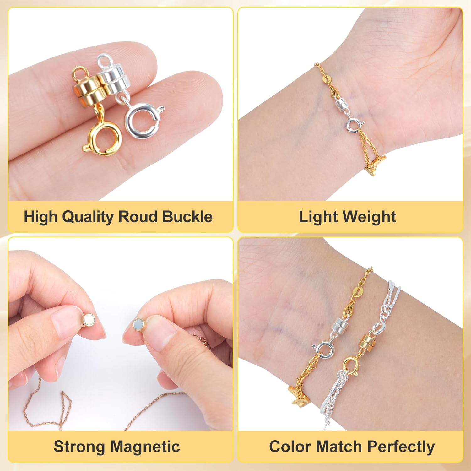 WISYOK 8 PCS Magnetic Necklace Clasps and Closures, Necklace Extender Chain Clasps Birthday Gift for Bracelet Necklaces Anklet Chain