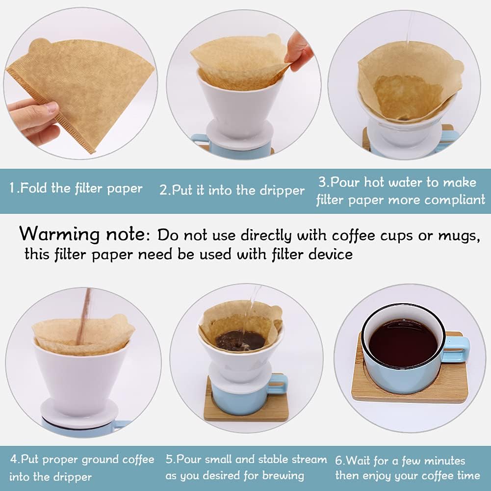 YQL Coffee Filter Paper,Size02 200 Count Natural Unbleached Disposable Coffee Filters Paper Fit for Drip Coffee Dripper