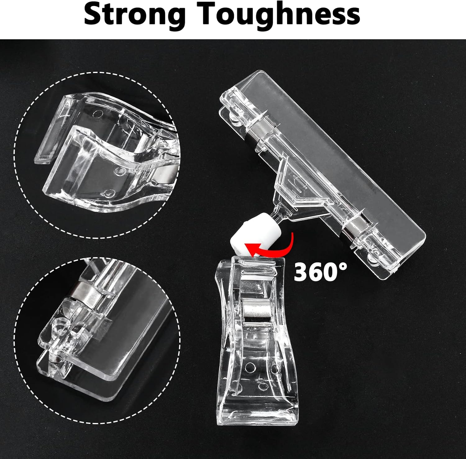Biaungdo 12 Pcs Rotating Clip Swivel Sign Holder, Clear Rotatable Sign Holder with Double Clip Design, PVC Card Protector for Shelves, Store, Business, Exhibition