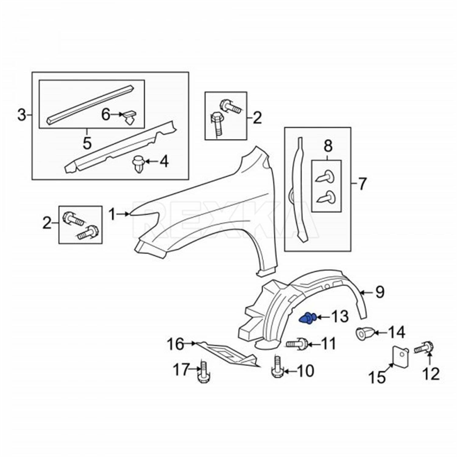 Rexka 30pcs Radiator Splash Shield Front Fender Liner Push-Type Retainer Clips Fasteners for Toyota Lexus 90467-07214 Toyota Splash Guard Clips