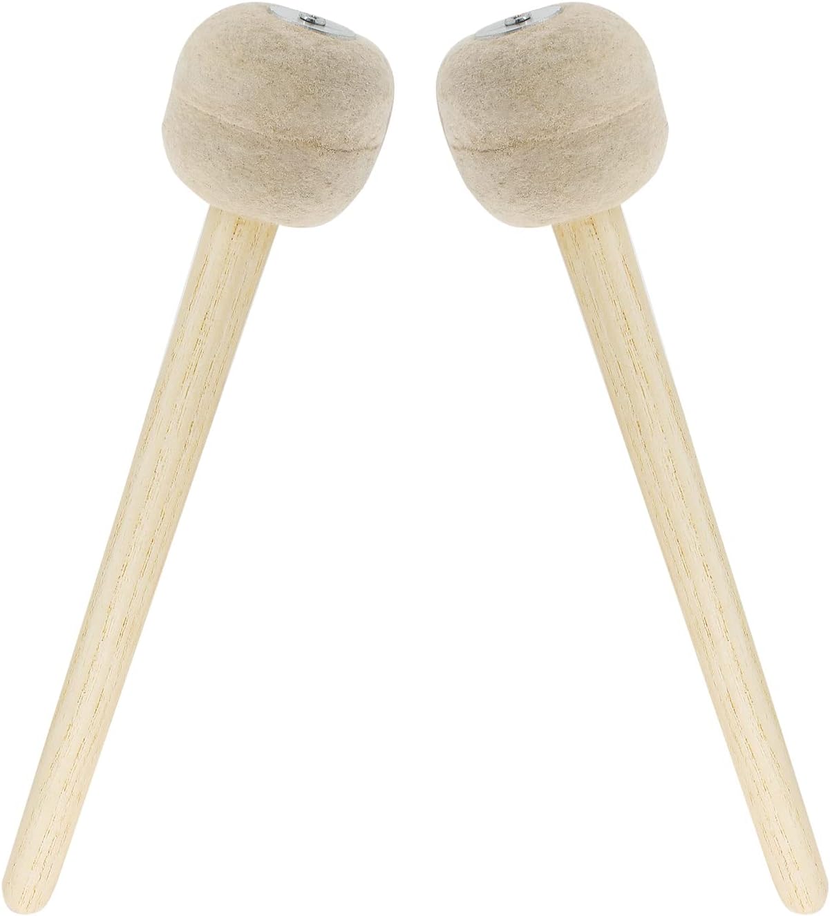 Biaungdo 2 Pack Drum Mallet, 13" Wool Felt Drum Stick, Bass Drum Mallet Drum Stick, Anti-slip Bass Percussion Sticks, Beige