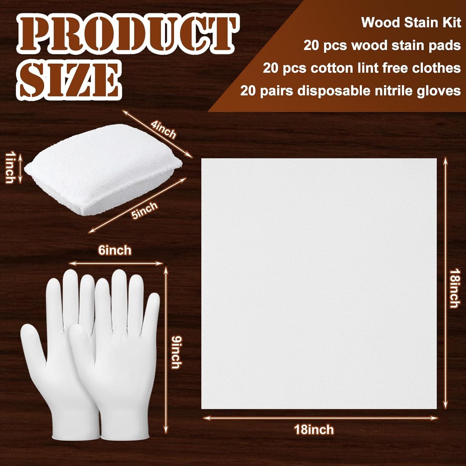 Wood Staining Applicator Kit 60 Pcs Microfiber Sponge Applicator Pads Lint Free Cloth Disposable Nitrile Gloves