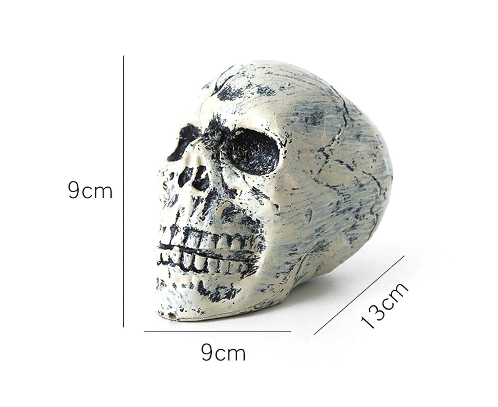 6 Pcs/Set Halloween Skull Ornament Artificial Realistic Increase Atmosphere Durable Clear Texture Skeleton Horror Halloween Skull Statue for Home-White