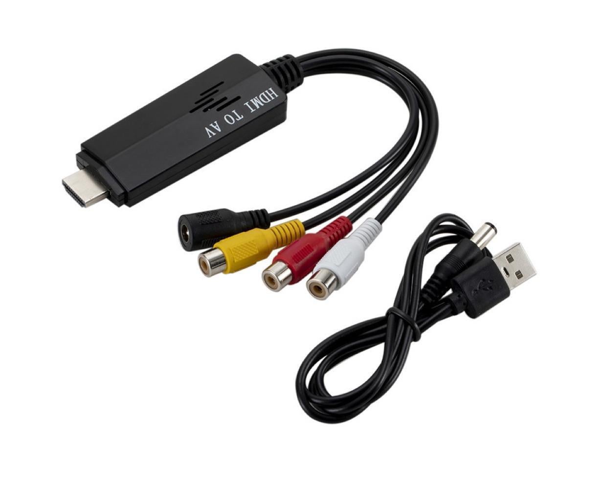 1080P HDMI-compatible Male to Female RCA AV Video Audio Converter Adapter for VCR DVD TV Black