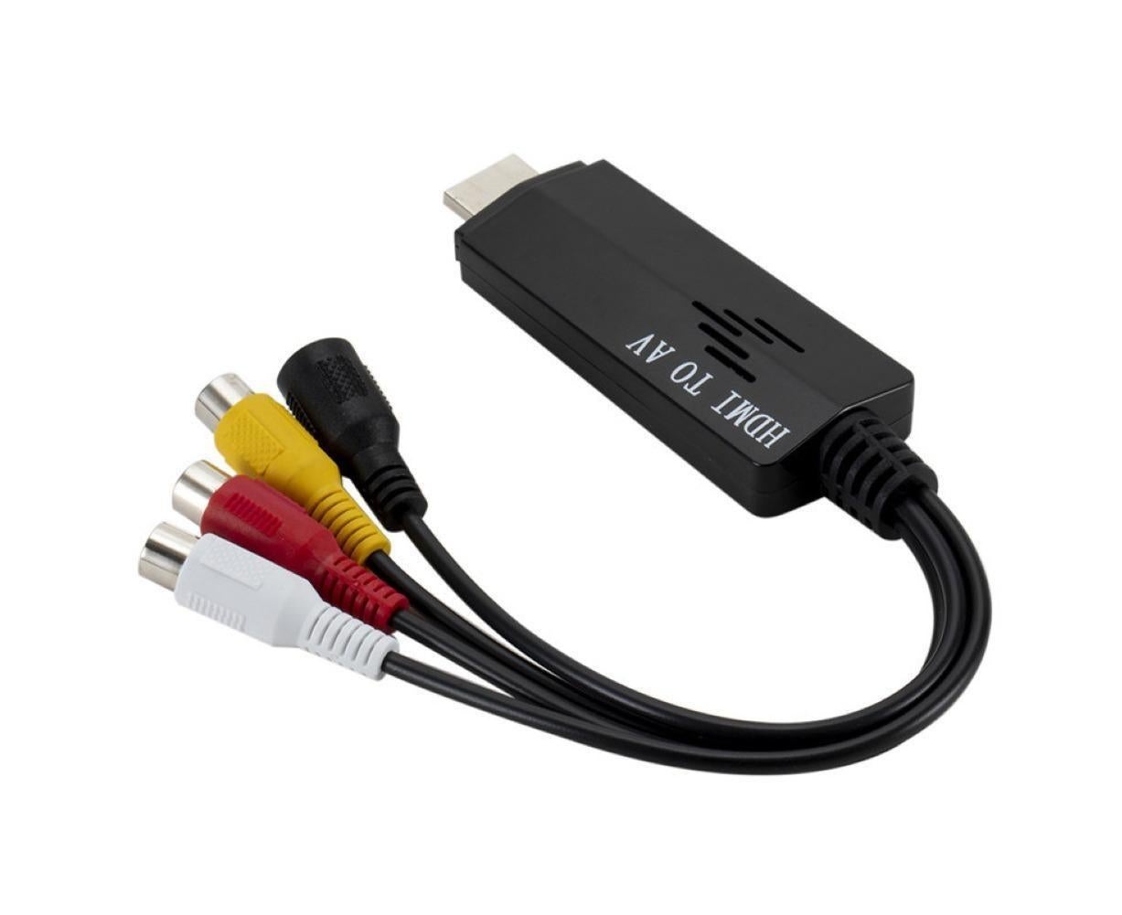 1080P HDMI-compatible Male to Female RCA AV Video Audio Converter Adapter for VCR DVD TV Black