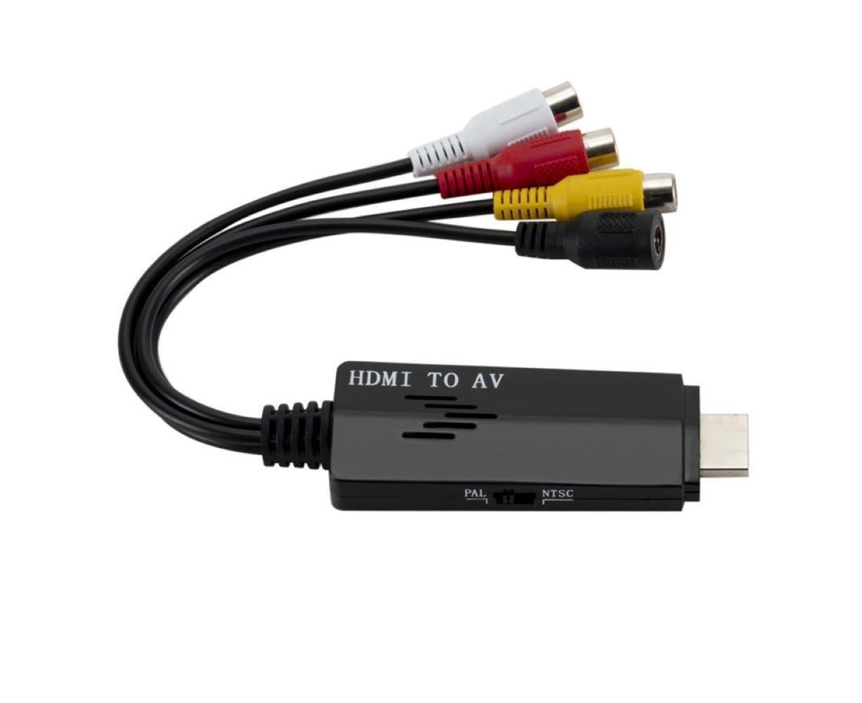1080P HDMI-compatible Male to Female RCA AV Video Audio Converter Adapter for VCR DVD TV Black