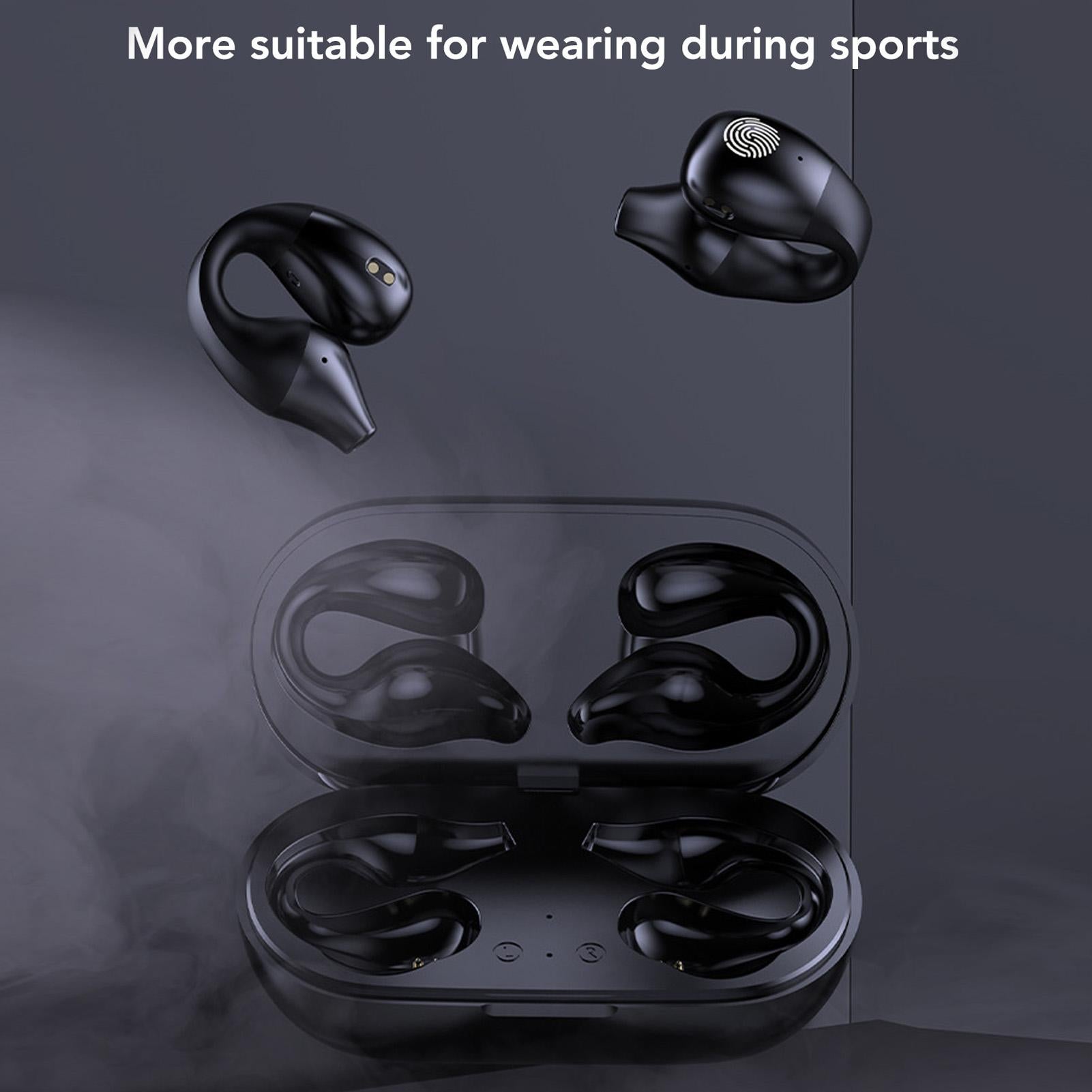 Open Ear Bluetooth Earbuds HiFi Noise Cancelling Waterproof Clip On Wireless Earphone for Cycling Driving Sports
