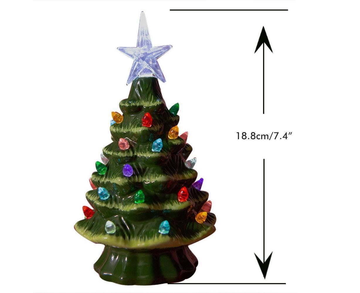 18.8cm Lighted Ceramic Christmas Tree Christmas Tabletop Decorations Christmas Lights