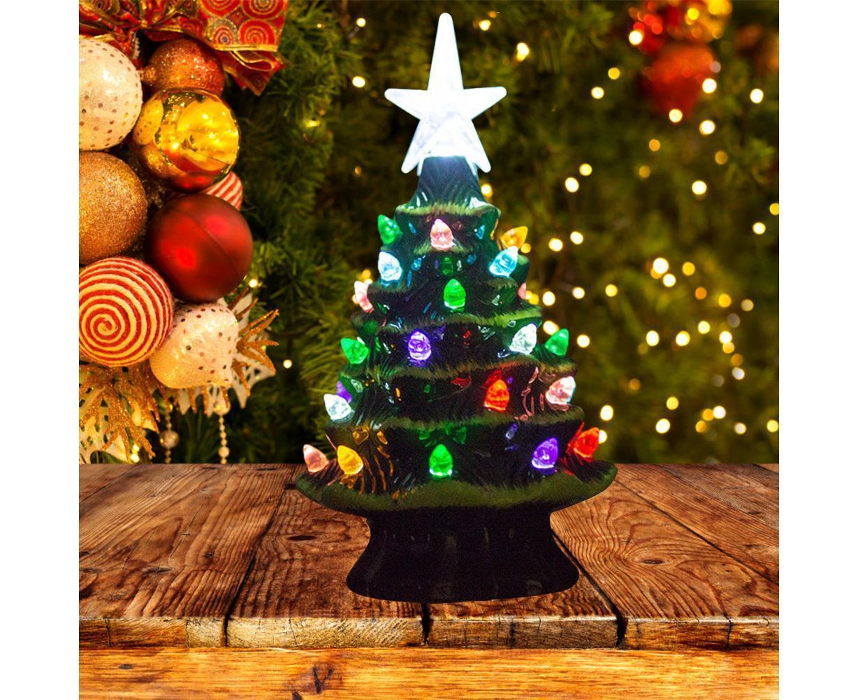 18.8cm Lighted Ceramic Christmas Tree Christmas Tabletop Decorations Christmas Lights