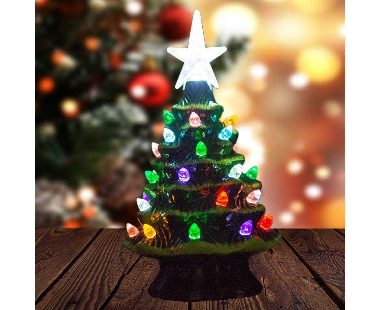 18.8cm Lighted Ceramic Christmas Tree Christmas Tabletop Decorations Christmas Lights