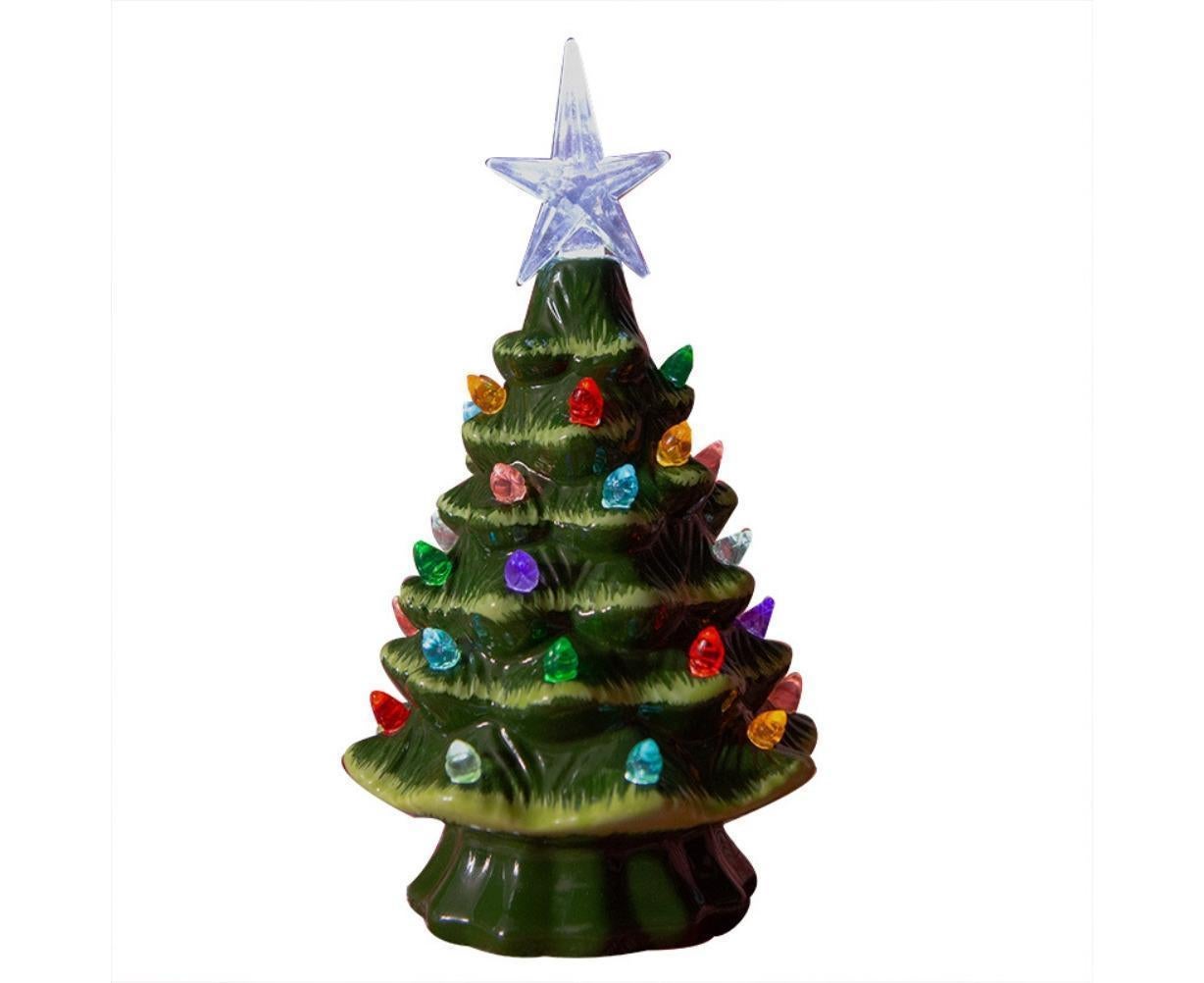 18.8cm Lighted Ceramic Christmas Tree Christmas Tabletop Decorations Christmas Lights