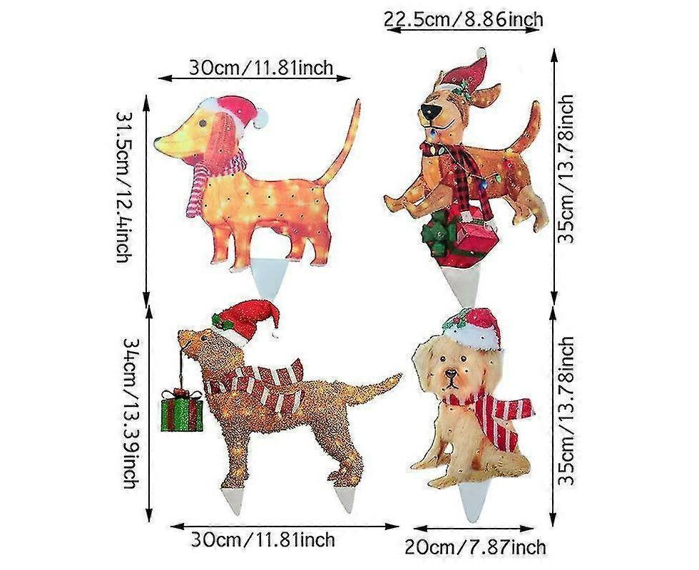 2D Christmas Dog With Led Lights Yard Decoration With Acrylic Garden Stake