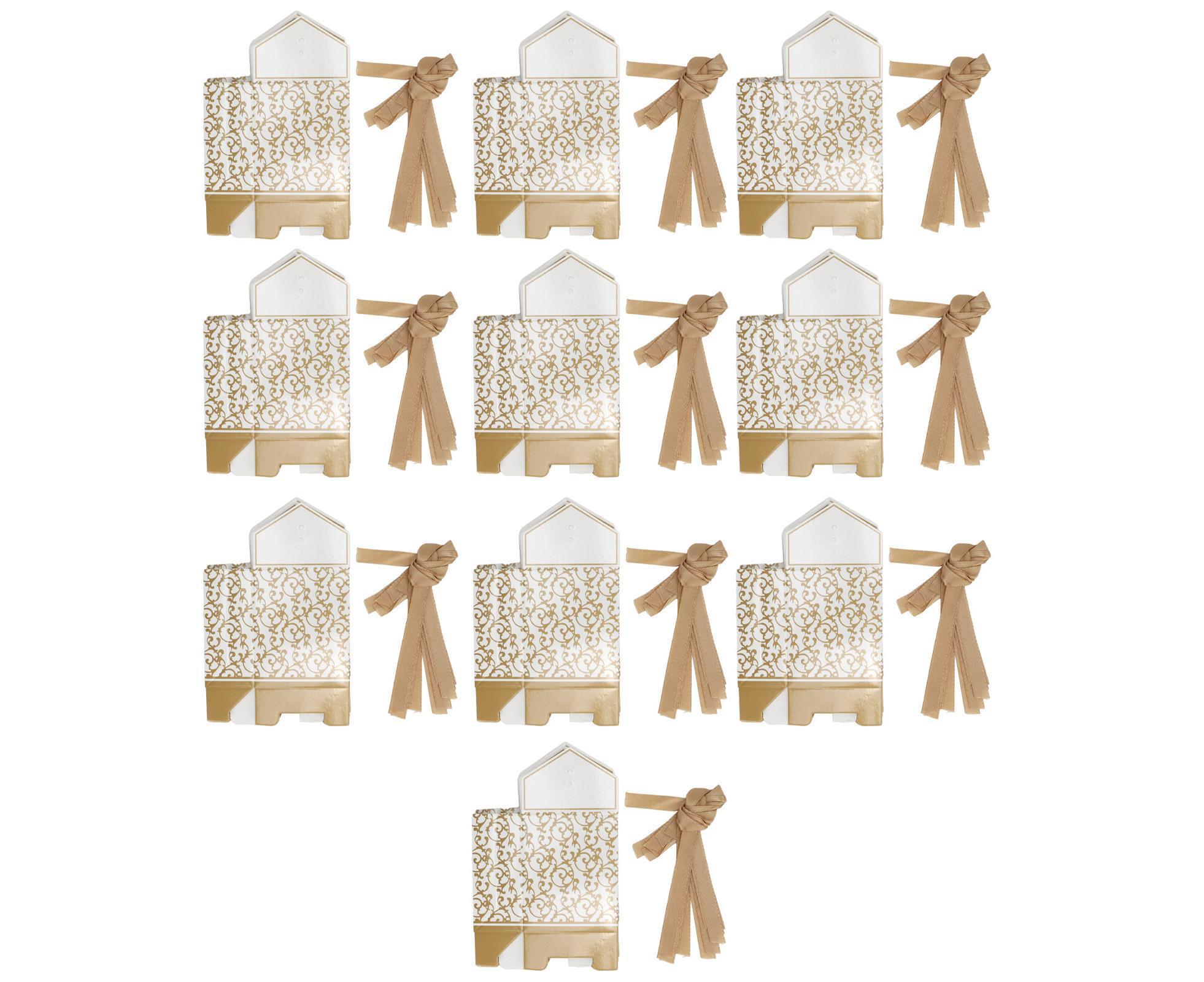 40 Sets Gift Bag Exquisite Unique Golden Pattern Bow Small Gift Box Decoration For Wedding Birthday Party Festival