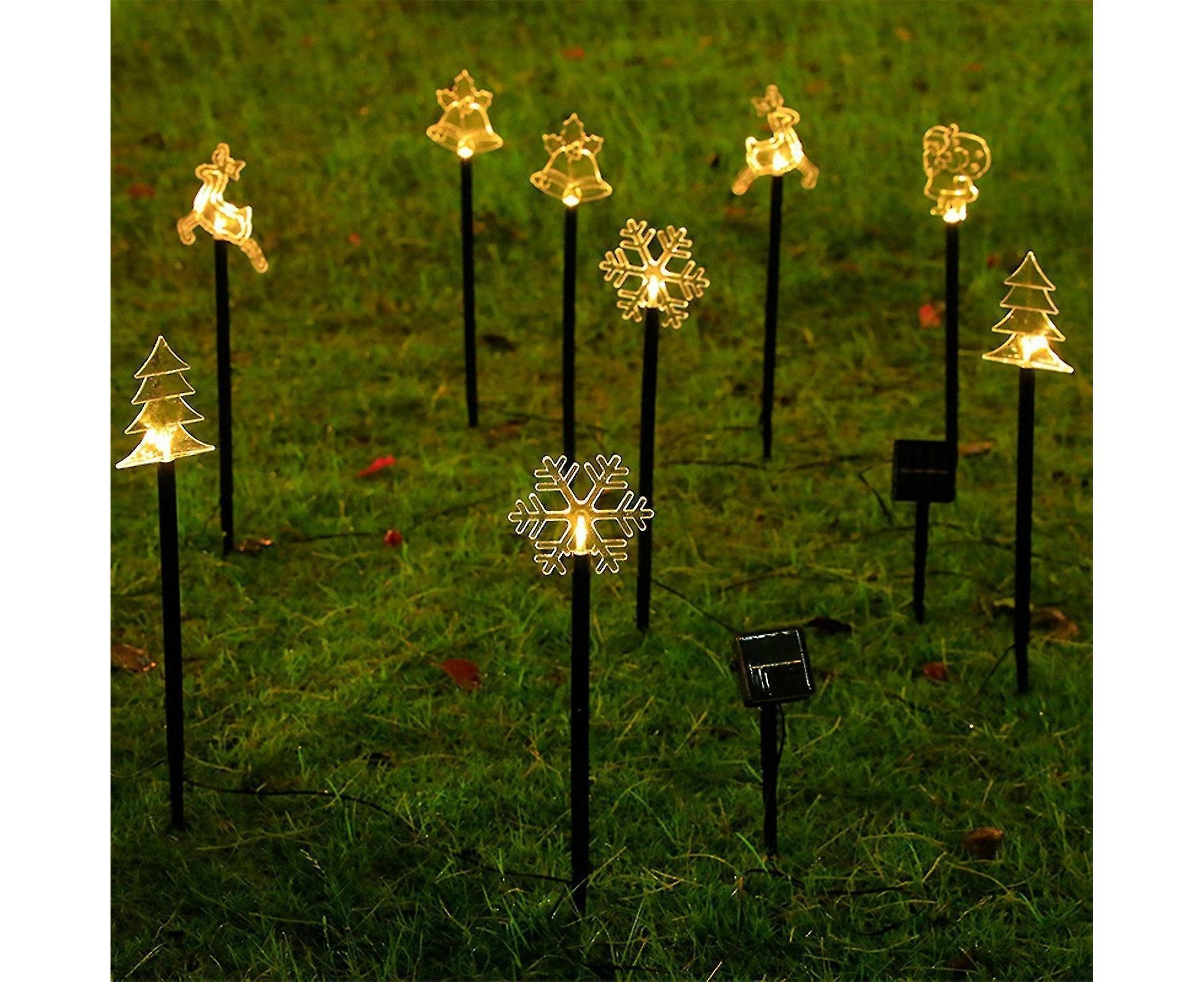 Christmas Garden Stake Lights 5x Solar Snowflake Star Christmas Tree Led Xmas Light Pathway Outdoor Christmas Combination