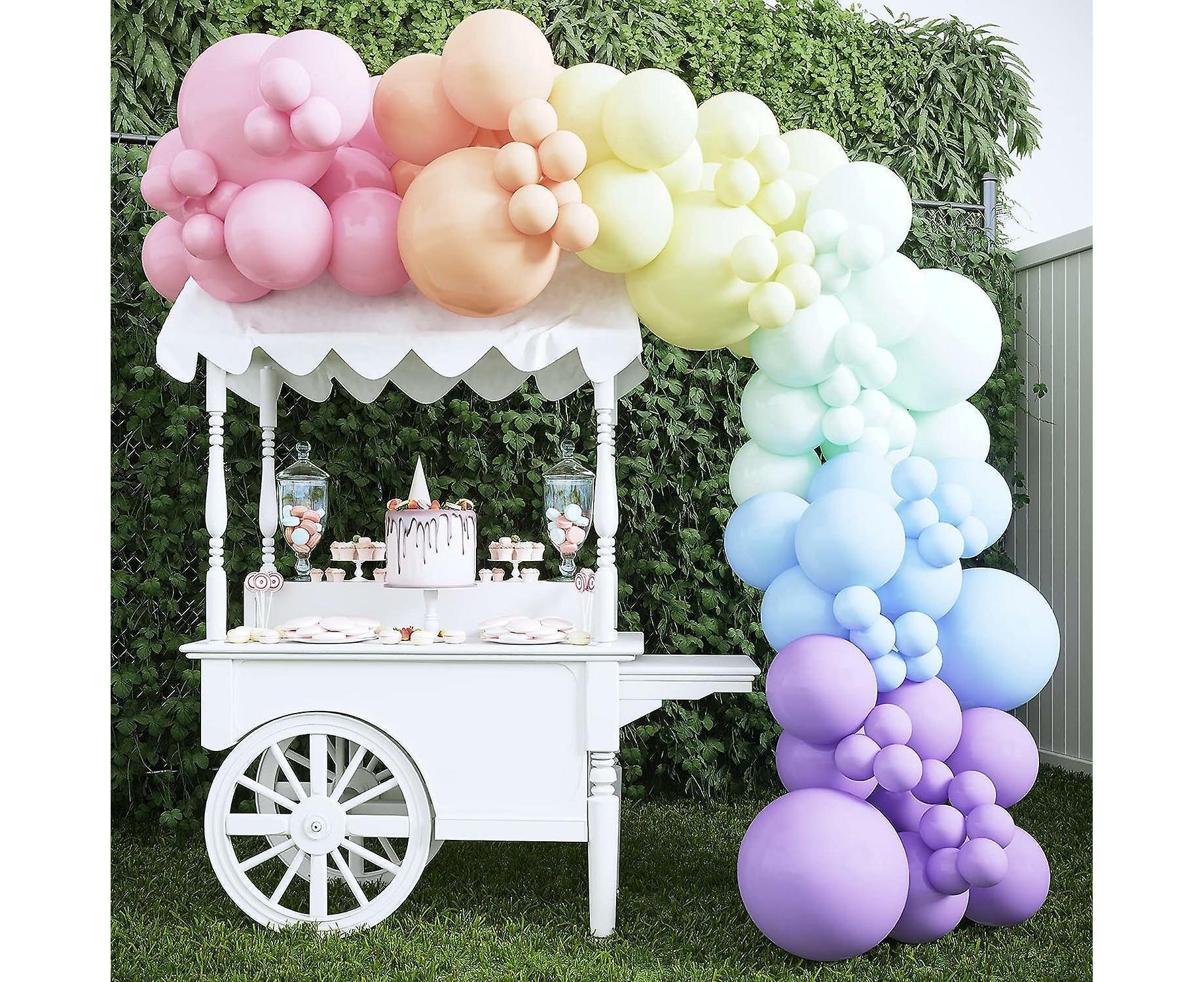 Pastel Rainbow Balloon Arch Kit - 140pcs Assorted Color Balloon Garland, Colorful Fiesta, Carnival