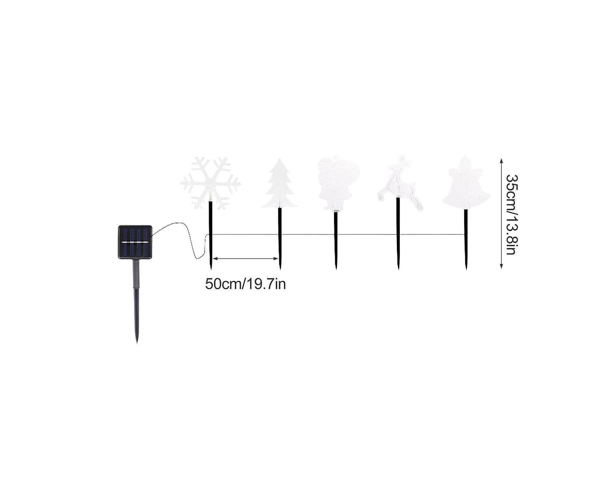 Solar Christmas Garden Stake Lights, 5-point Star, Snowflake, Tree Bell, Reindeer LED Outdoor Decorative Lights