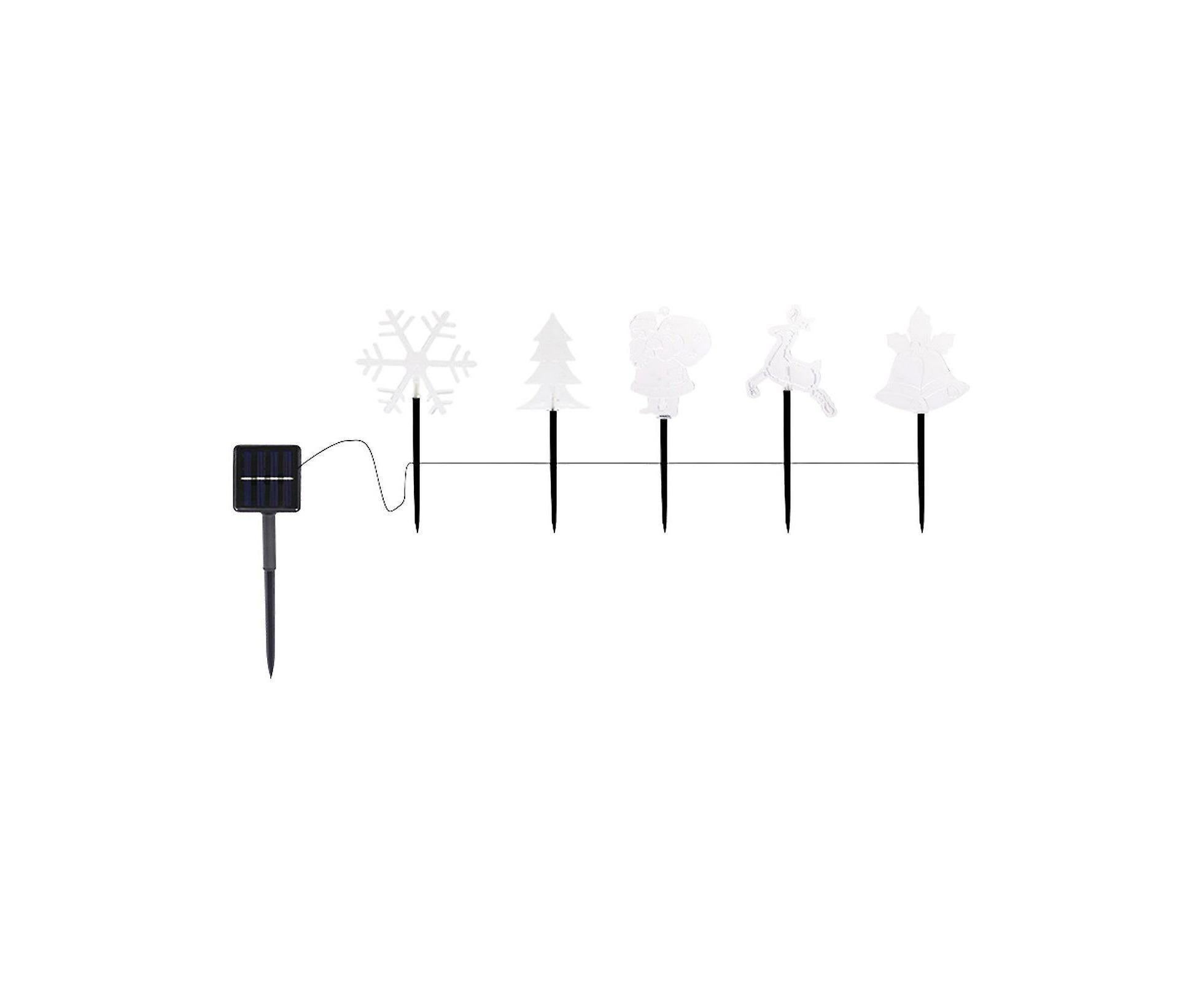 Solar Christmas Garden Stake Lights, 5-point Star, Snowflake, Tree Bell, Reindeer LED Outdoor Decorative Lights