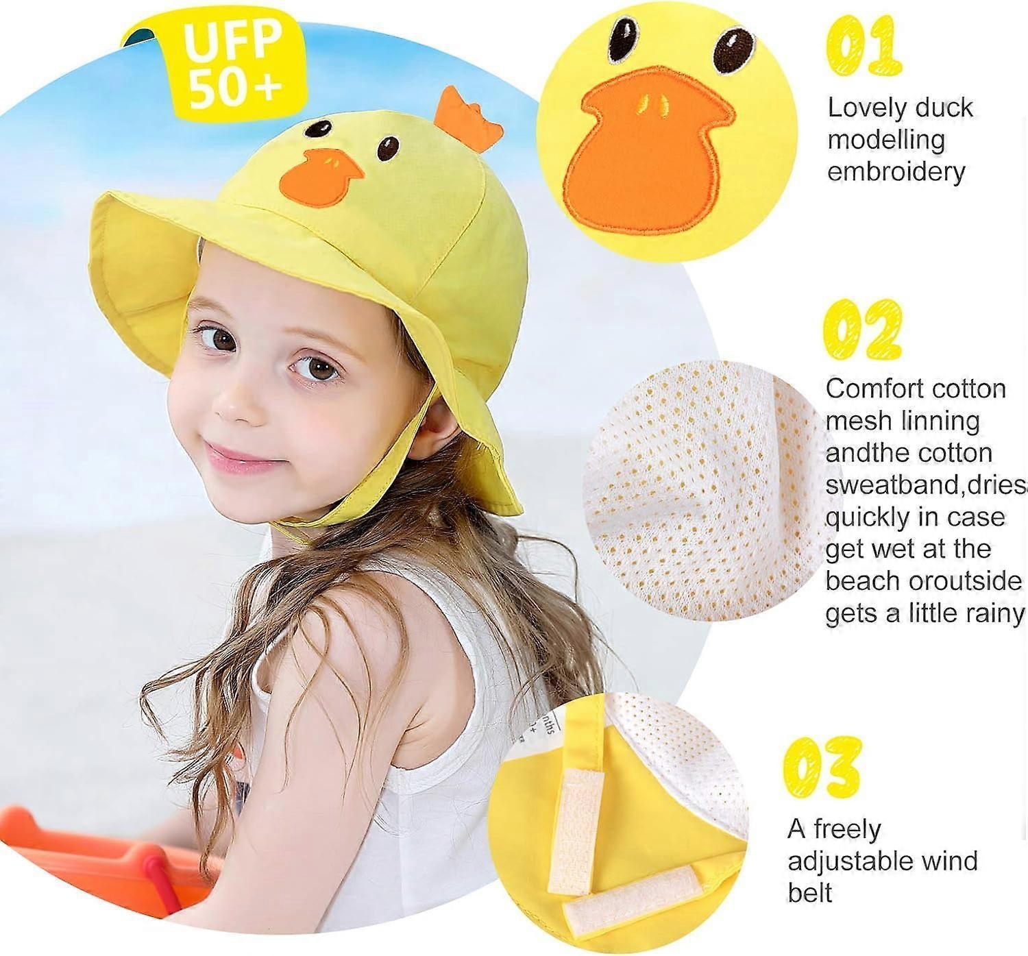 Cotton Animal Babies Bucket babies Sun Hats UPF 50+ Summer Hats Sun Protection for babies Babies babiess babiess Girls-Yellow 54cm
