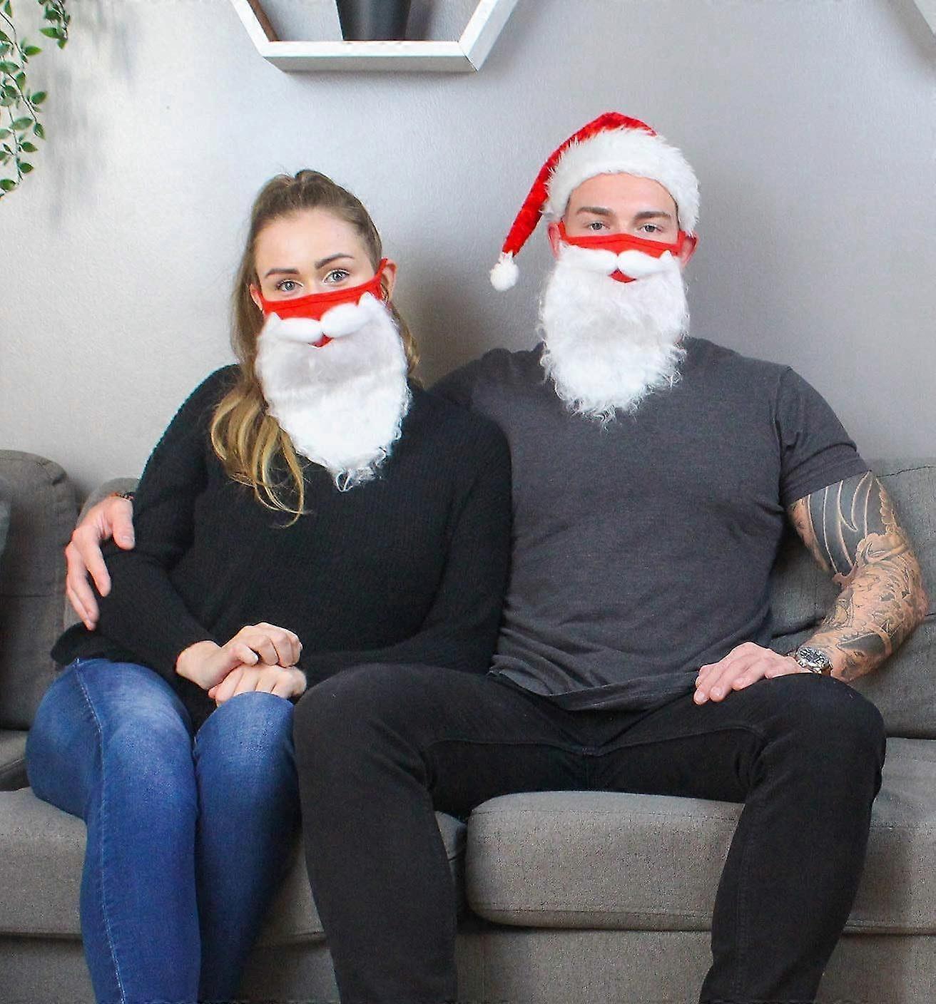 Holiday Santa Beard Face Mask Costume for Adults babies for Christmas One Size fits All Red Christmas Beard Face Mask & Washable Breathable for Adult
