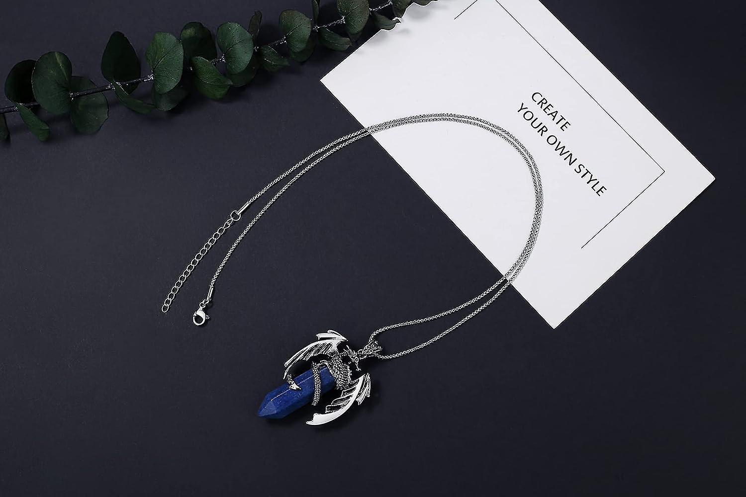 Dragon Necklace For Men Women Crystal Necklace Cool Mens Necklaces Dragon Jewelry Natural Gemstone Necklace