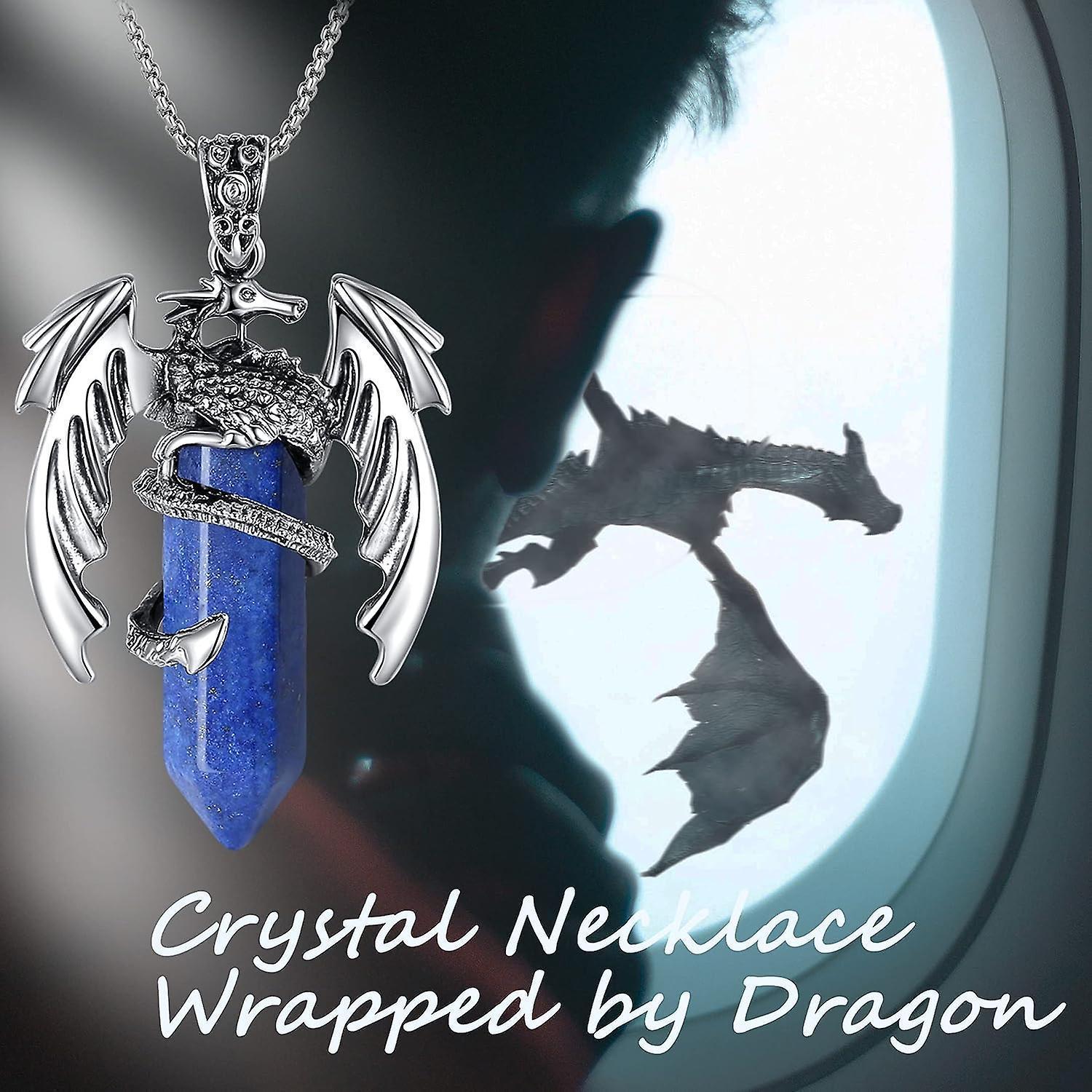Dragon Necklace For Men Women Crystal Necklace Cool Mens Necklaces Dragon Jewelry Natural Gemstone Necklace