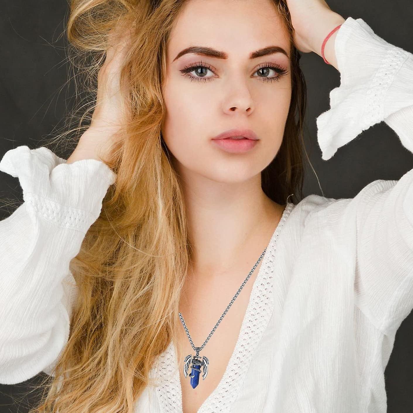 Dragon Necklace For Men Women Crystal Necklace Cool Mens Necklaces Dragon Jewelry Natural Gemstone Necklace