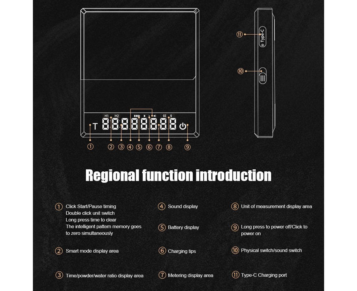 Mini Coffee Scale with Timer 2kg 0.1g Accurate Type-C Rechargeable Portable Digital Scale for Espresso and Pour Over Coffee
