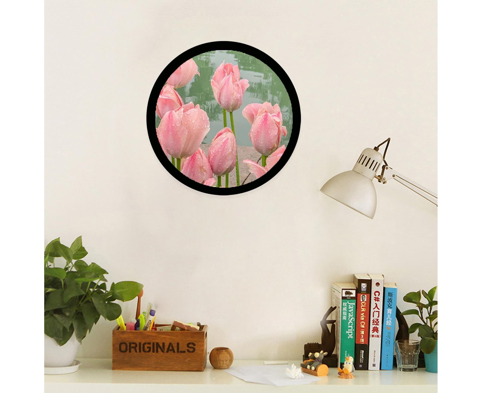 6inch Photo Frame Smooth Surface Fine Workmanship Round Wall Mounted Picture Storage Holder Home Supply - Black