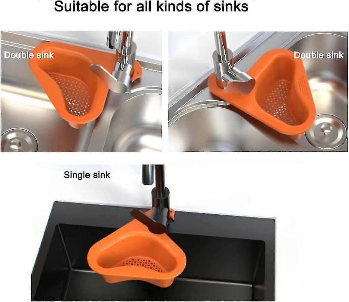 Multifunctional Kitchen Sink Strainer Basket Triangle Filter Yellow