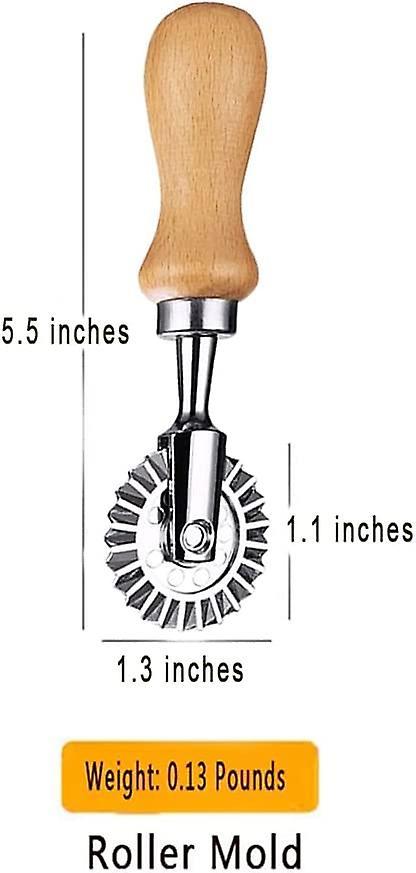 Ravioli Cutter Stamps with Roller Wheel Round Mold with Wooden Handle and Fluted Edge Pasta Press