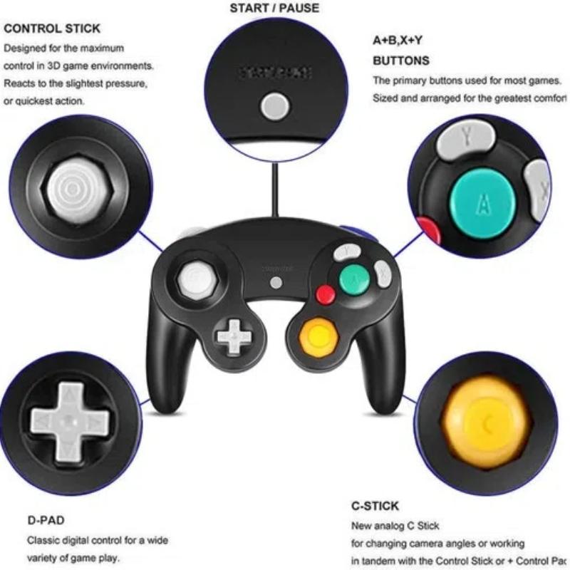 Wired Game Controller for NGC Console - Classic Design,Compatible with GameCube,Vibration Feature - Purple
