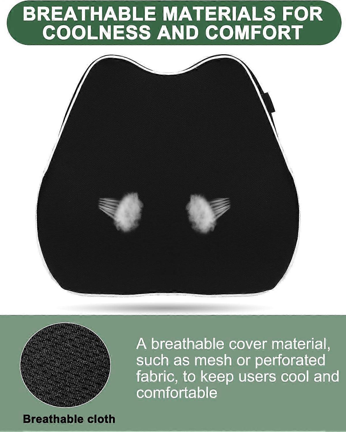 Comfort Lumbar Support Cushion Back Support Pillow Breathable Vehicle Seat Back Support Black