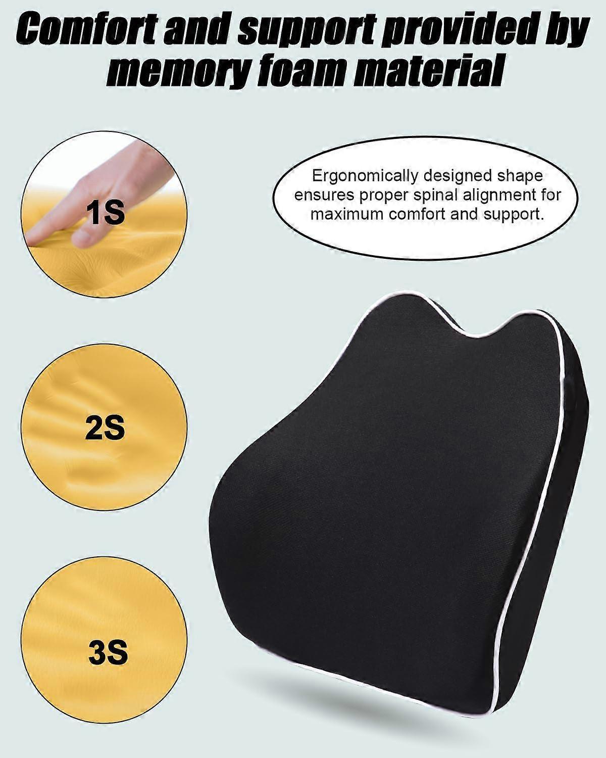 Comfort Lumbar Support Cushion Back Support Pillow Breathable Vehicle Seat Back Support Black