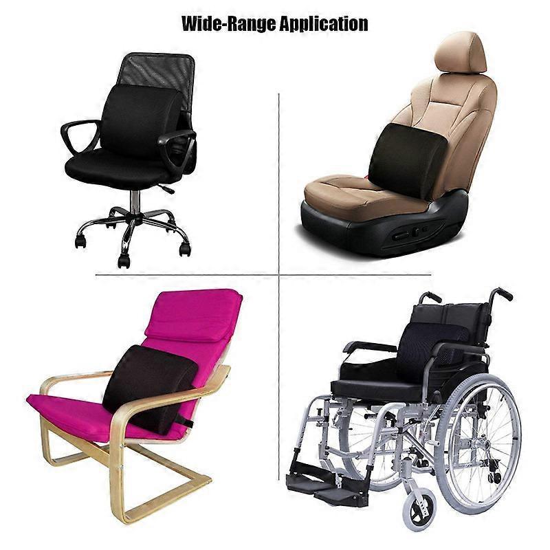 Memory Foam Lumbar Cushion Posture Corrector Vehicle Seat Home Office Chair (Black)