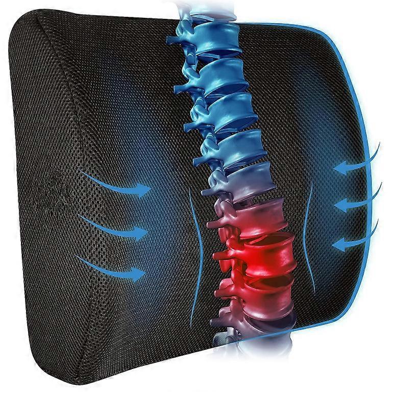 Memory Foam Lumbar Cushion Posture Corrector Vehicle Seat Home Office Chair (Black)