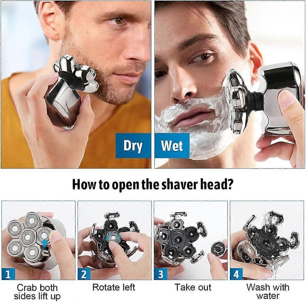 Waterproof USB Bald Head Shaver for Men, Rechargeable Rotary Razor