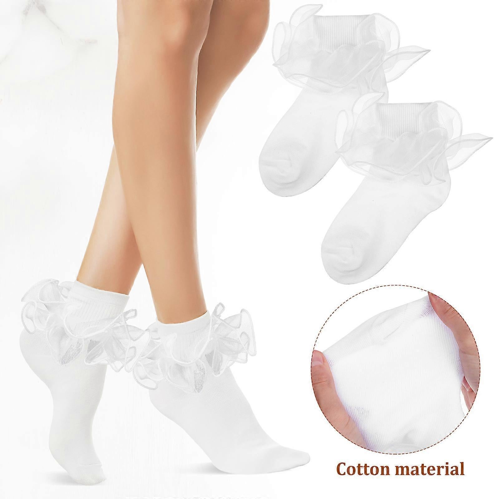 3 Pairs Ruffle Lace Socks for Girls Cute Frilly Bobby Tutu Socks
