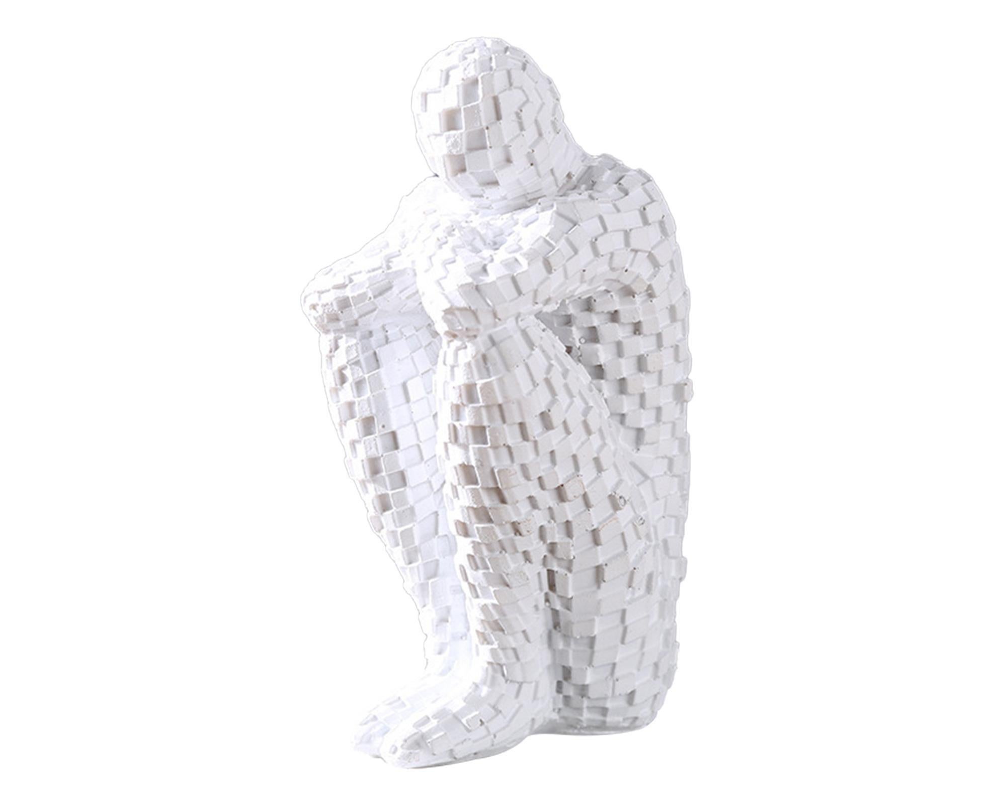 Abstract Thinker Statue Waterproof Resin Artistic Inspiration Thinker Sculpture Patio Decor-White