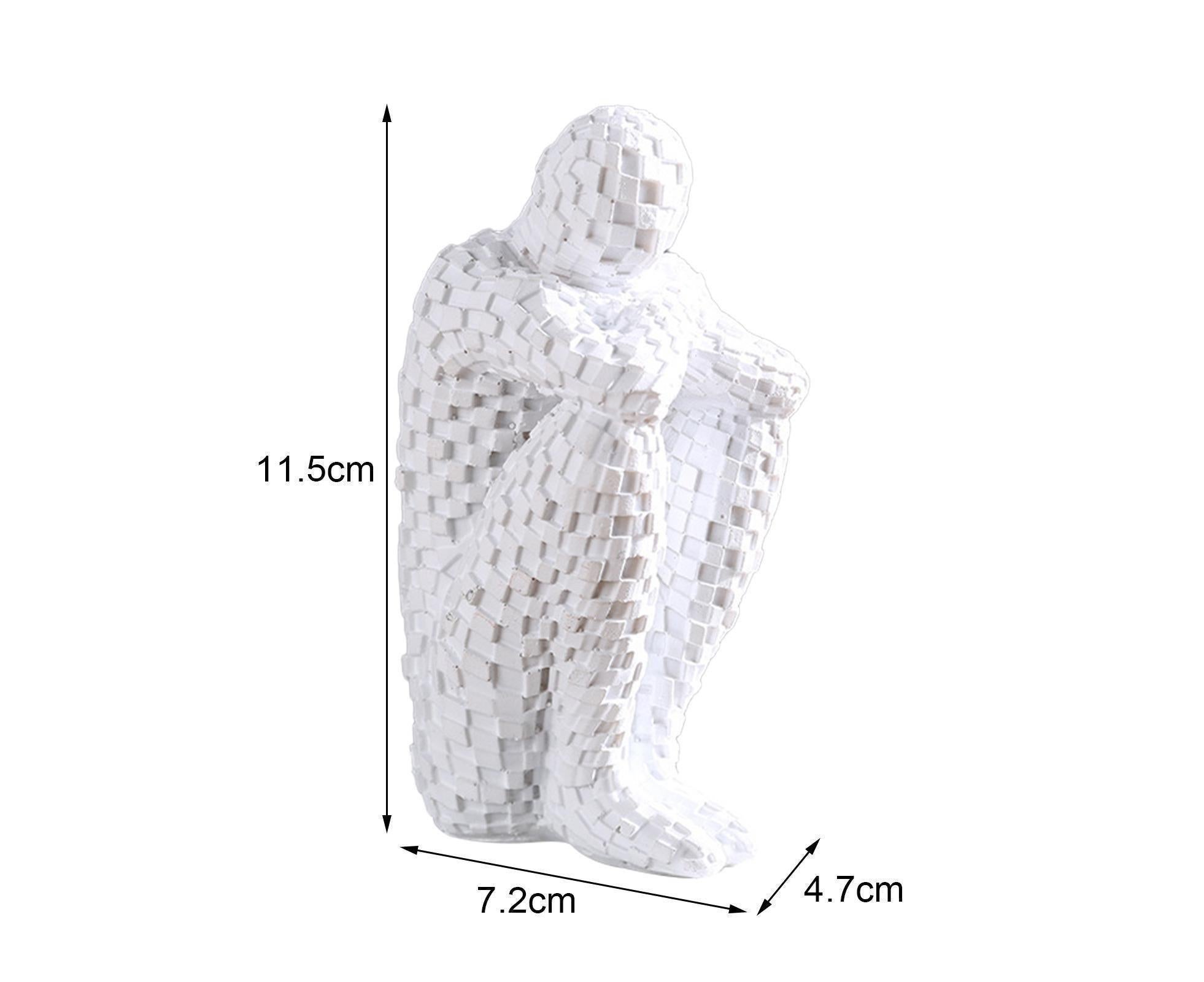 Abstract Thinker Statue Waterproof Resin Artistic Inspiration Thinker Sculpture Patio Decor-White