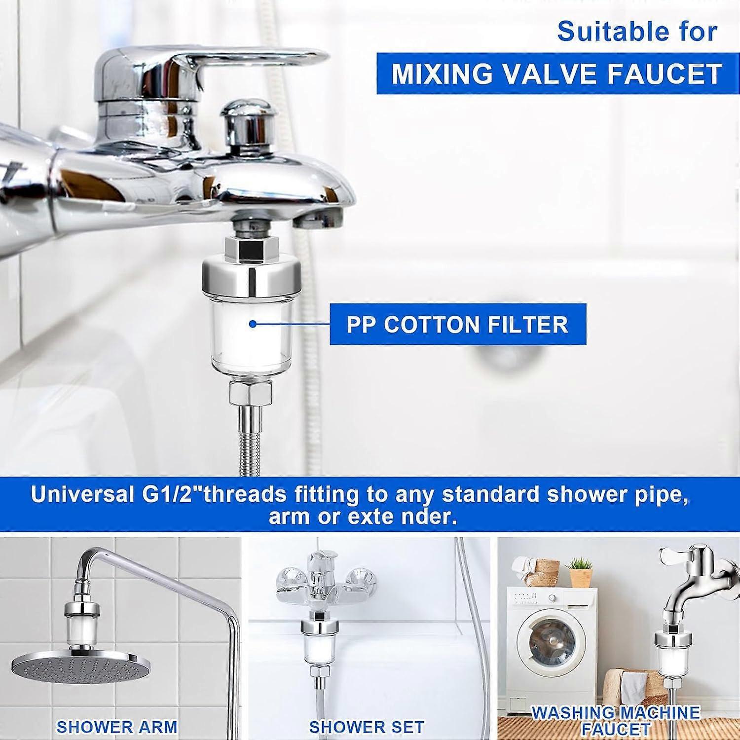 Universal Shower Tap Filter, Anti-Limescale Purifier, Silver Transparent