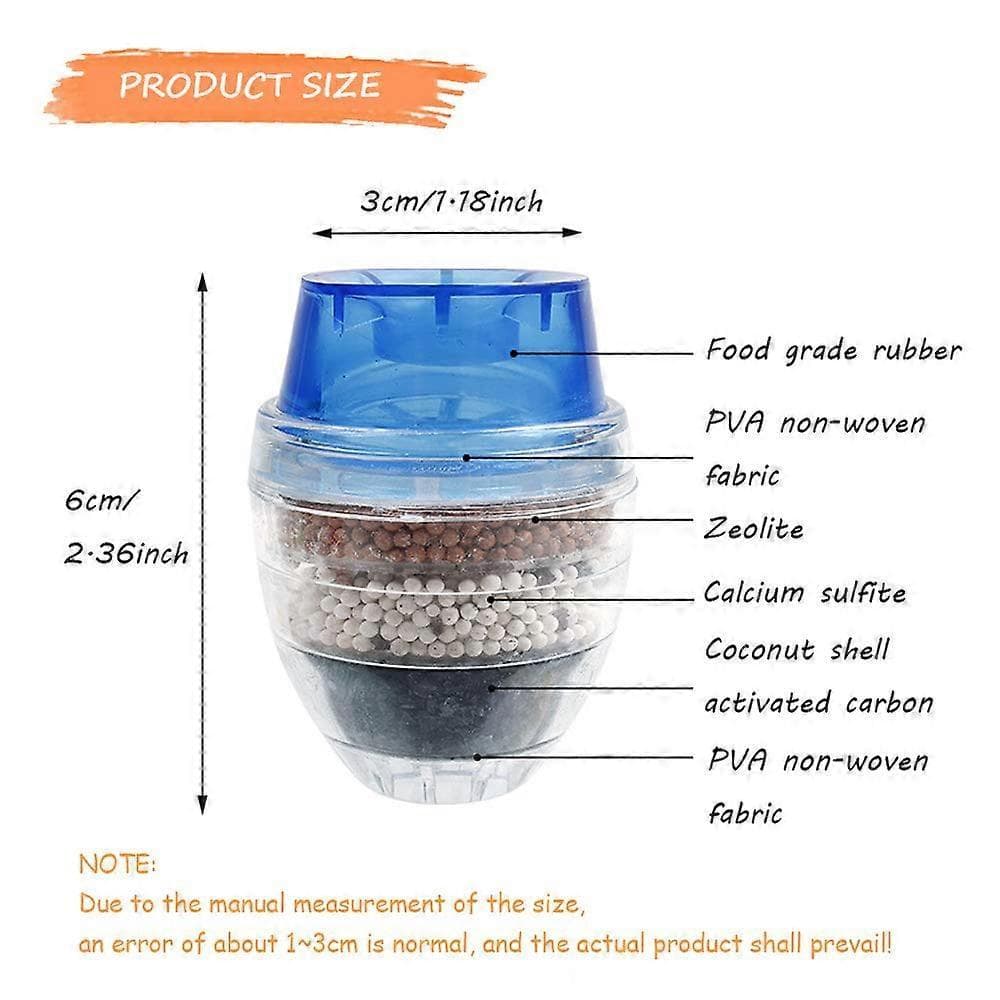 6 Piece Mini Faucet Water Filters Activated Carbon Anti-Limescale Round Filters