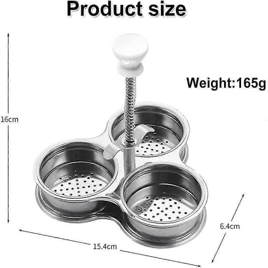 Stainless Steel 3-Compartment Egg Cooker Pot with Steam Basket