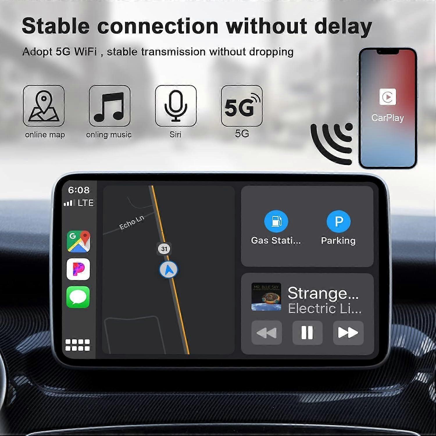 Wireless CarPlay Adapter, Converts Wired to Wireless for iPhone