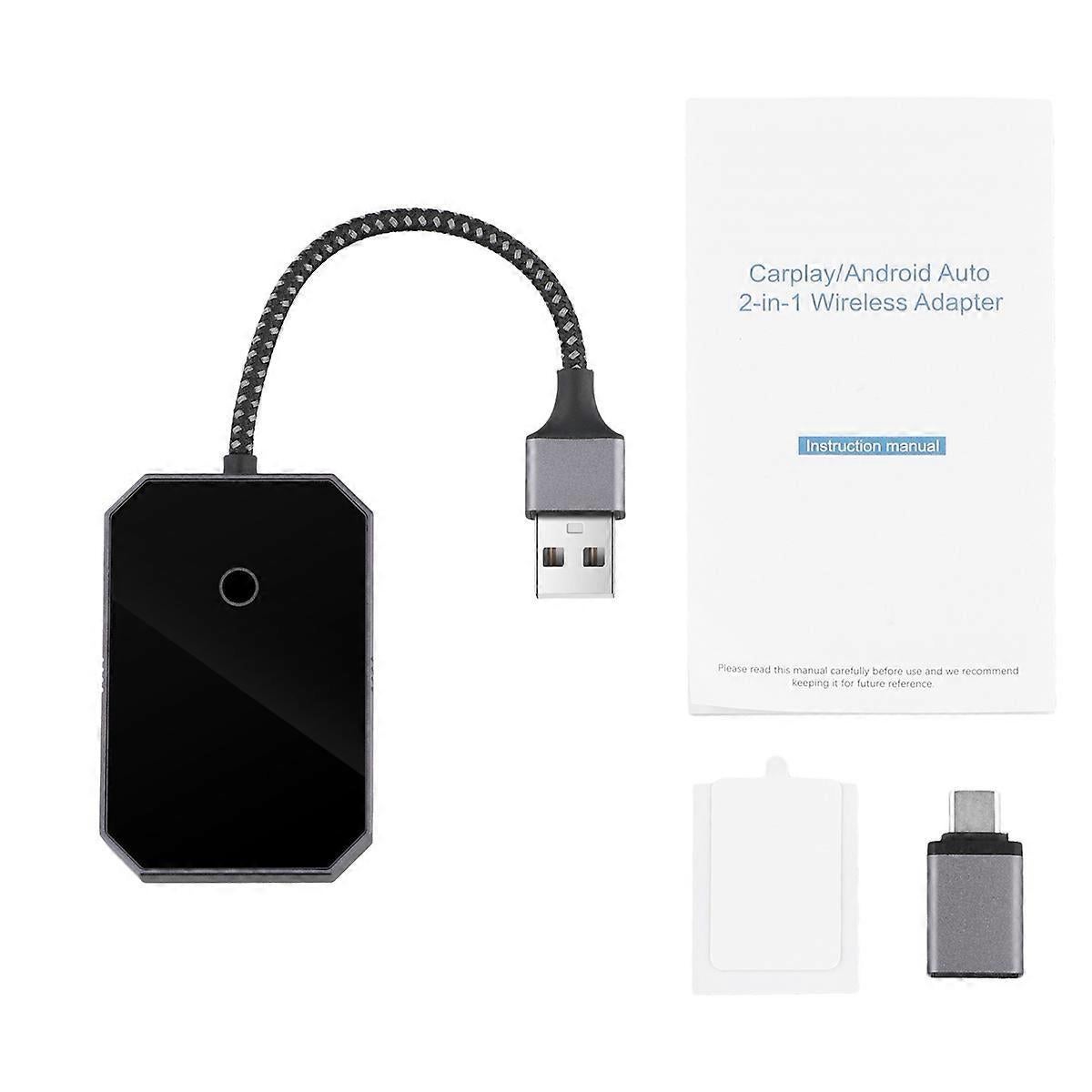 2 in 1 Wireless CarPlay Adapter, Convert Wired to Wireless CarPlay Box