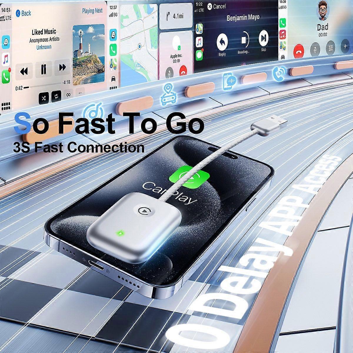 USB Wireless CarPlay Adapter, Plug & Play Dongle