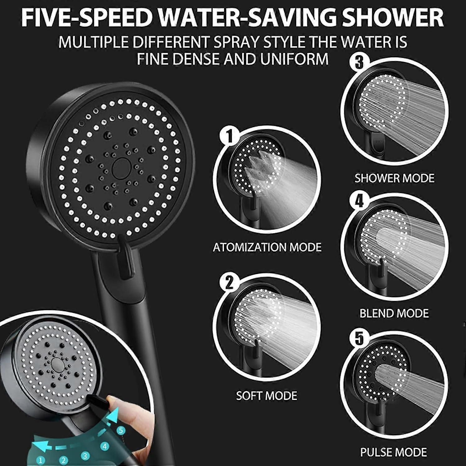 High Pressure Adjustable Shower Head with 1.5M Hose, Anti-Limescale