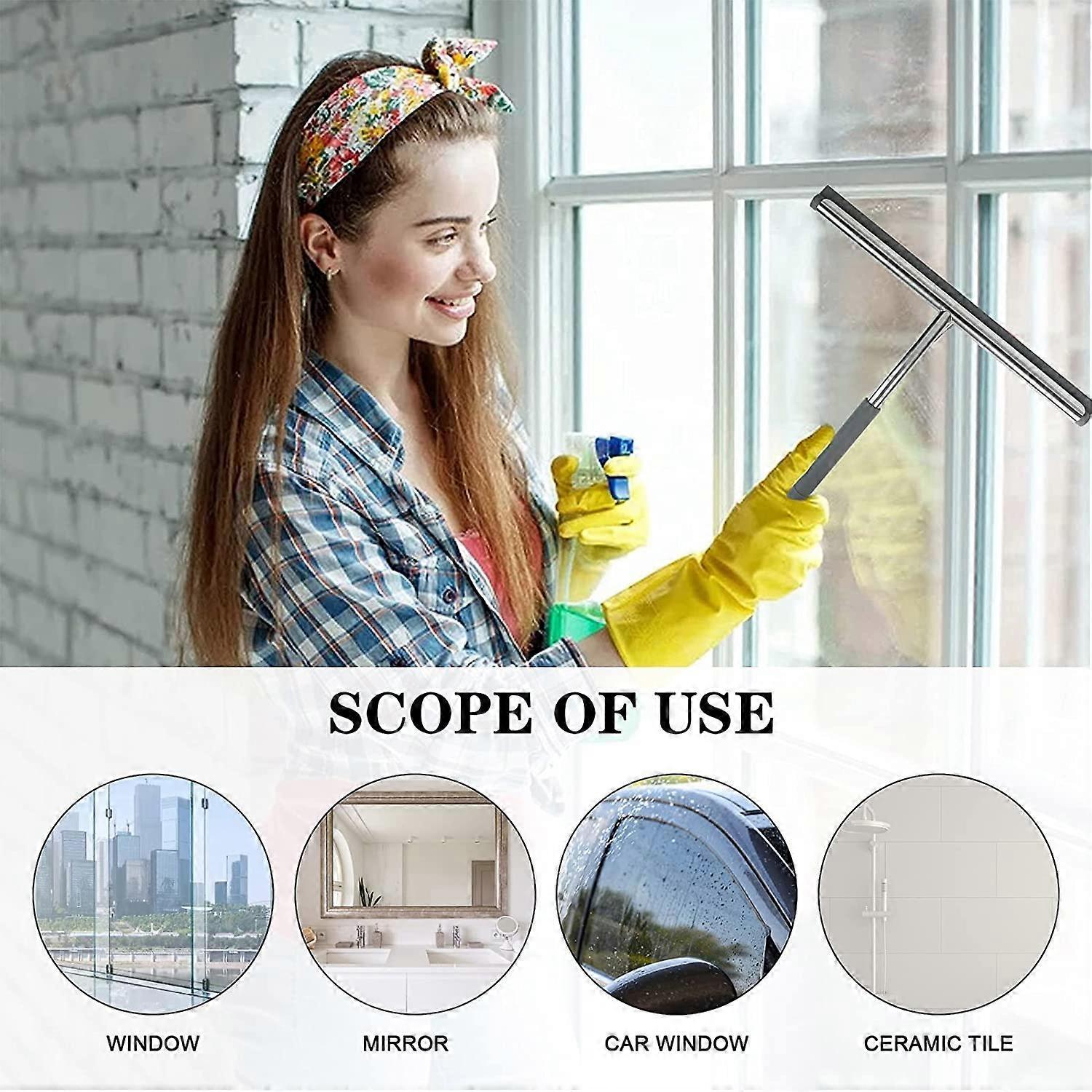 Stainless Steel Silicone Shower Squeegee, Glass Cleaning Tool